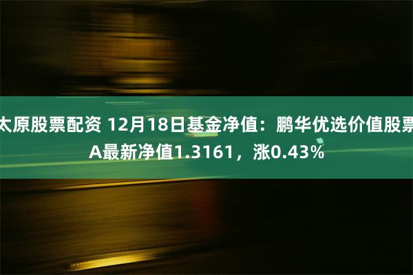 太原股票配资 12月18日基金净值：鹏华优选价值股票A最新净值1.3161，涨0.43%